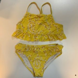 Garnett Hill Kids 2 pc Yellow Floral Ruffle Bikini